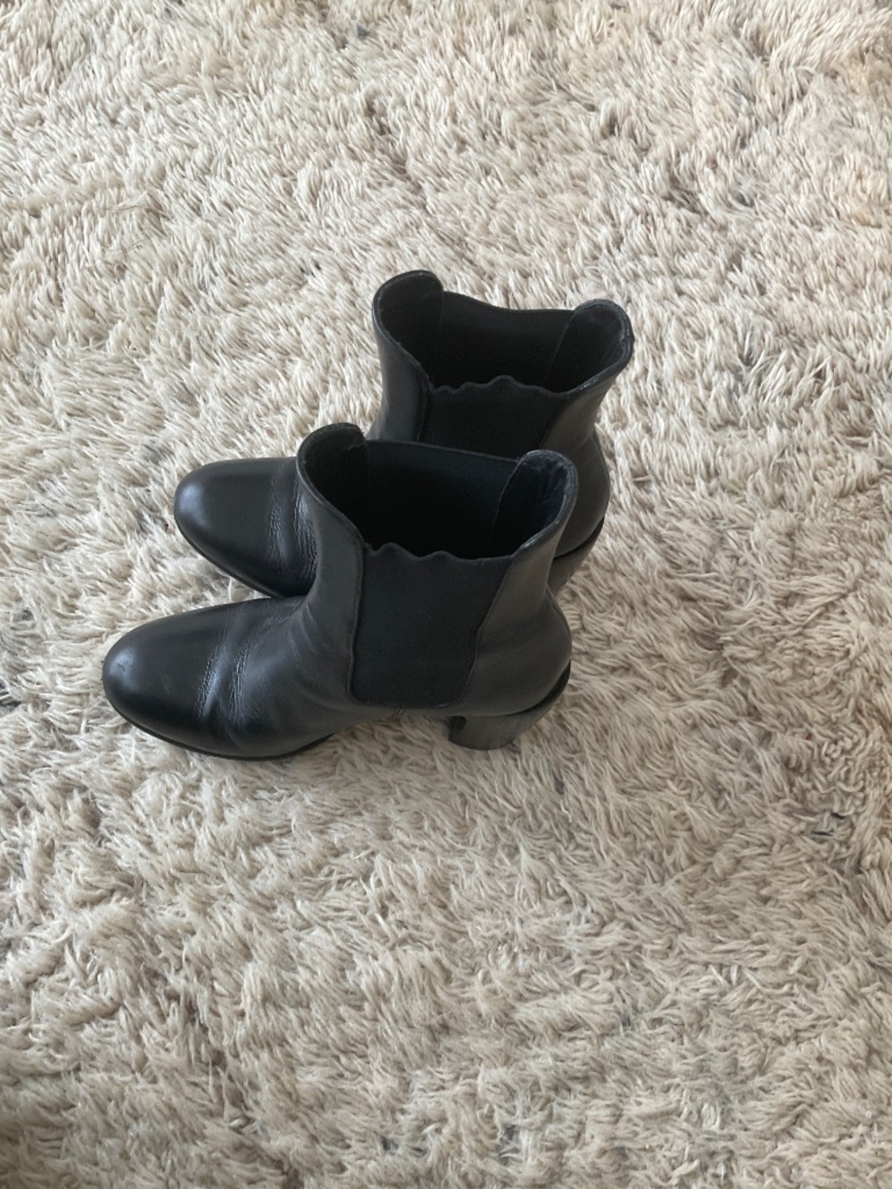 Black Vibram Style Heeled Leather Boots - Picture 14 of 14